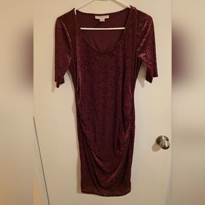 Motherhood Maternity Dress Small Bodycon Velvet Burnout Lined Y2K Whimsigoth